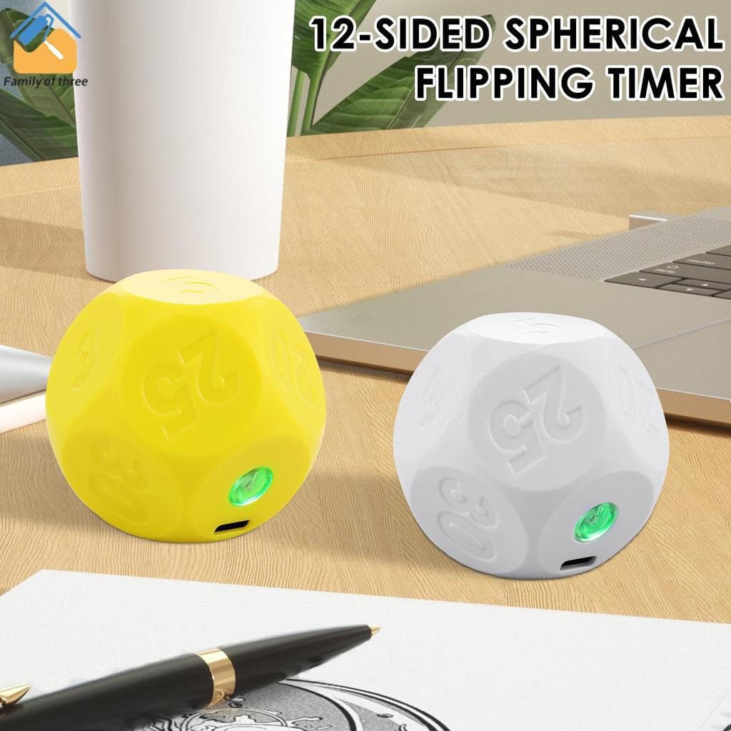 Temporizador De Cubo De 12 Lados Elegante Flip Portátil Ferramenta De Gerenciamento De Tempo Com 11 Contagem Regressiva