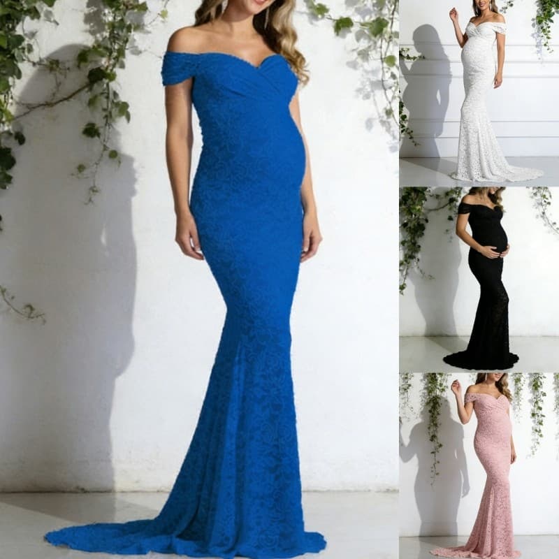 iorsoul1 Vestido De Maternidade Acrílico Respirável Com Trem Elegante Solto Noite Para Perfeito Eventos Formais