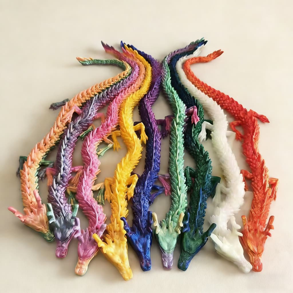 Estatueta Luminosa Articulada De Dragão Chinês , Impressa Em 3D , Decoração De Mesa Completa E Posável , Brinquedo Colec