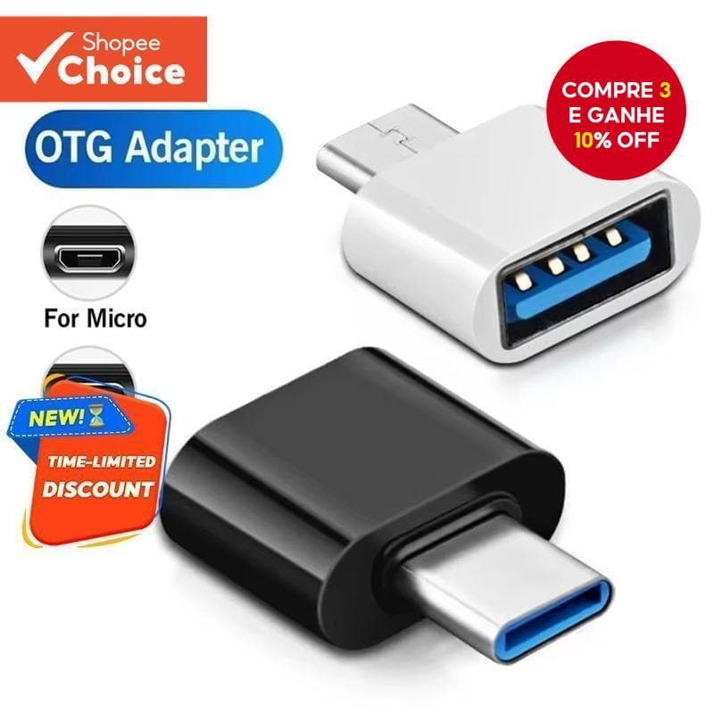 Adaptador OTG USB Para Type C Conversor De Unidade Flash Telefones Celulares E Computadores