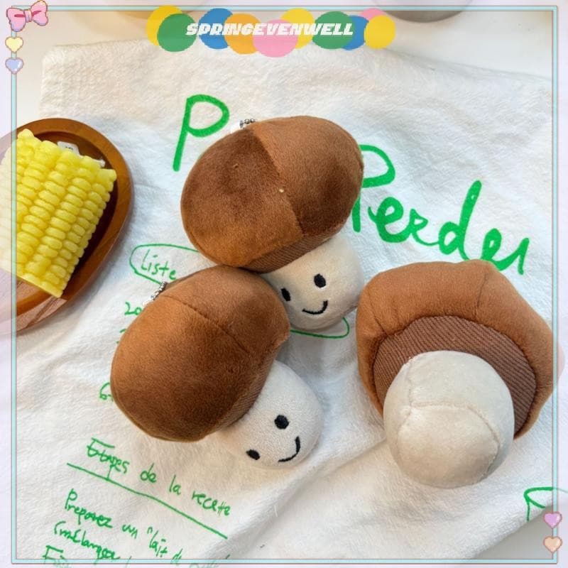 [springevenwell] Cogumelo Brinquedo De Pelúcia Chaveiro Dos Desenhos Animados Vegetal Macio Boneca Pingente Carro Mochil