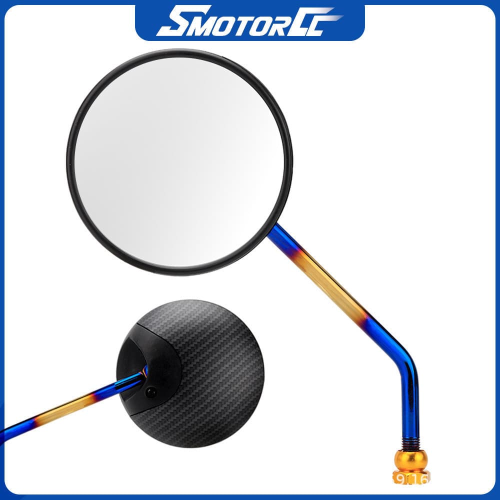 Espelho retrovisor da motocicleta modificado pele de cobra espelho retrovisor redondo 10mm parafuso invertendo espelho r