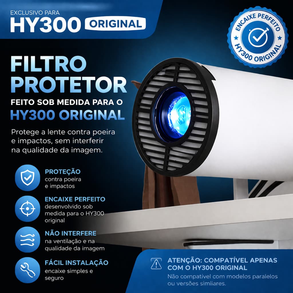 Filtro Anti Poeira Frontal Projetor HY300 Proteção Lente Reposição Acessório Nova Versão