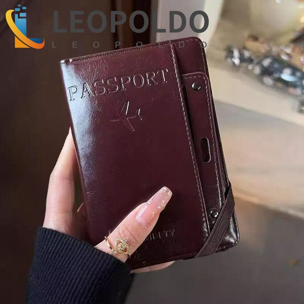Bolsa Para Passaporte LEOPOLDO PU , Carteira De Viagem Com Capa , Porta-Cartões , Clipe