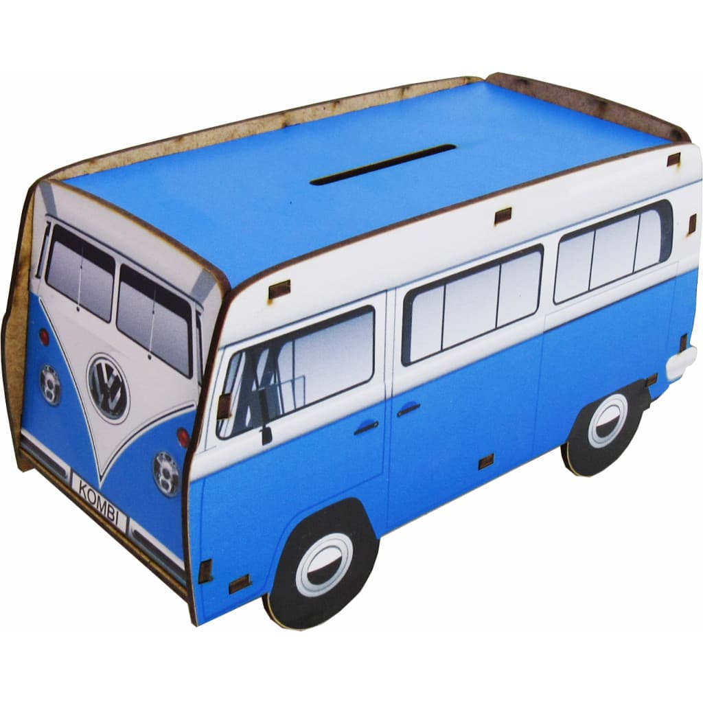 Cofre Cofrinho Porta Moedas Kombi Azul 