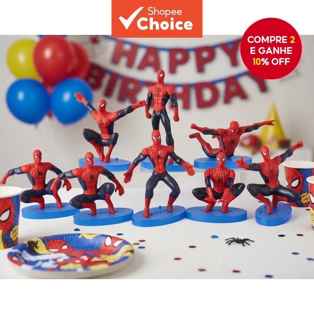  Conjunto de 7 Bonecos do Homem-Aranha Vingador para Decoração de Bolo de Aniversário o Ano Todo