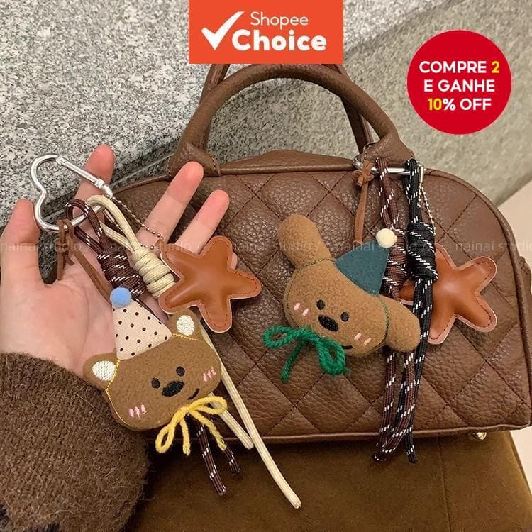 Saco Pendurado Dos Desenhos Animados Urso De Pelúcia Boneca Pingente Avançado Sensorial Grânulo Corrente Chaveiro Decora