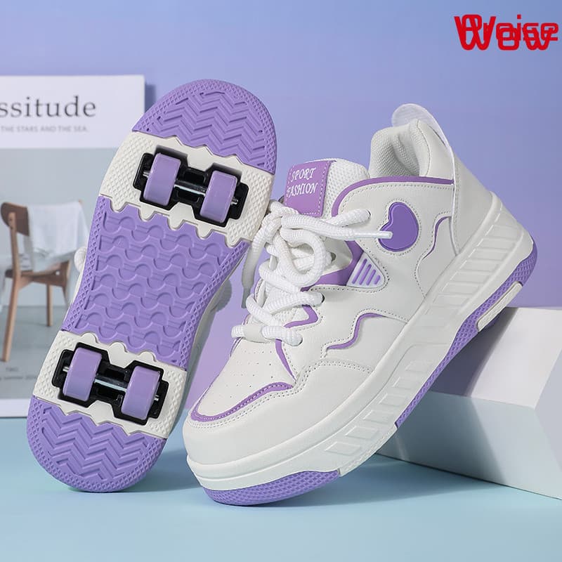 Calçados esportivos infantis de quatro rodas mais vendidos, tênis de Escape, rosa, roxo, azul claro, tênis de patins ---