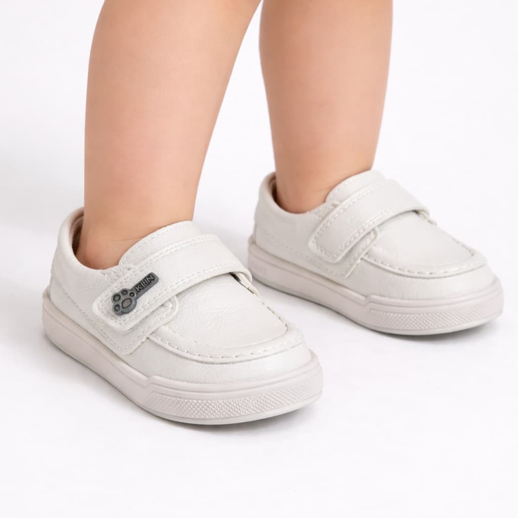Sapato Infantil Unissex Bebe Mocassim Klin Flyer Baby Branco Casual Festas Batizado 166199
