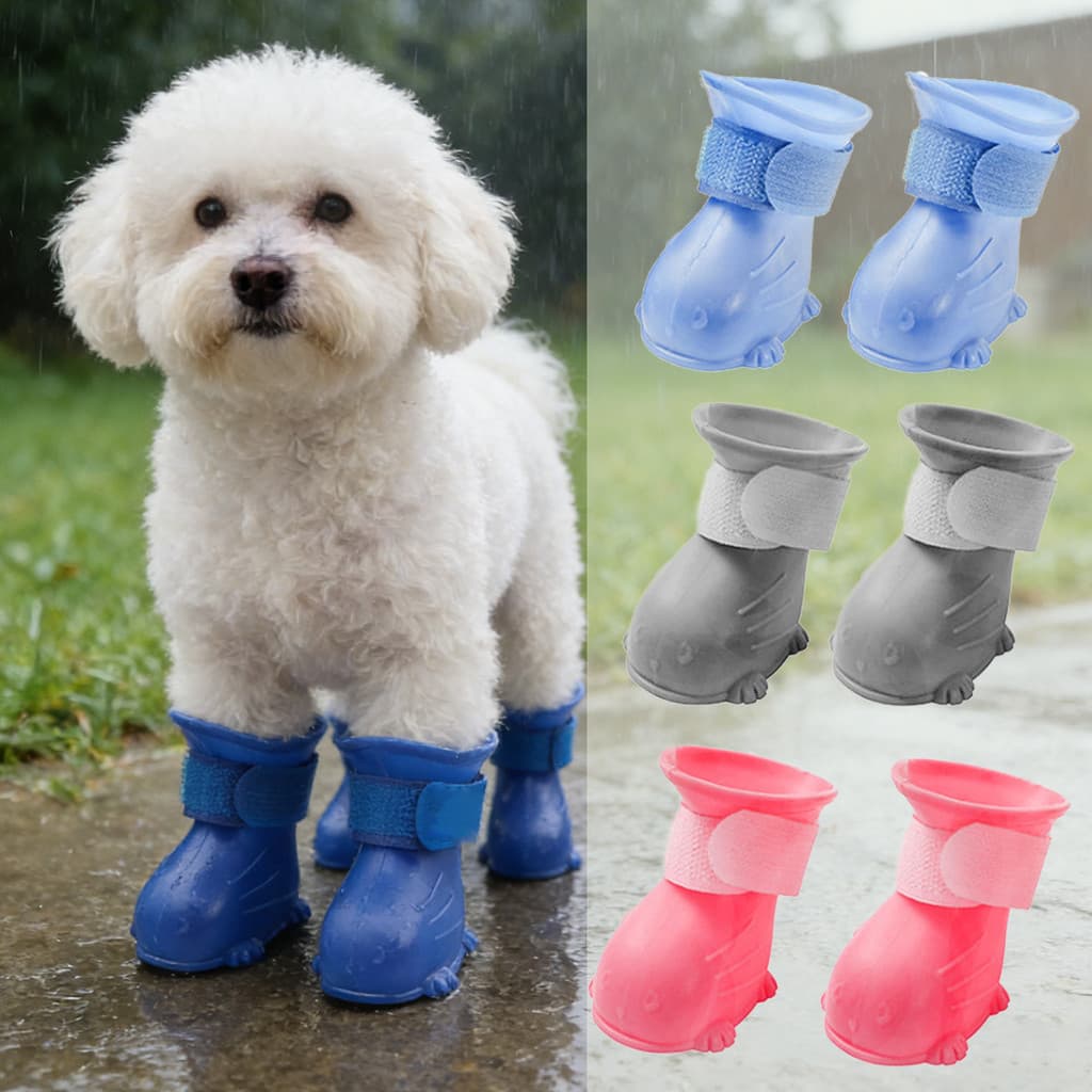 Botas De Chuva Para Animais De Estimação Antiderrapantes À Prova D'água Sapatos Cães Gelatinosas E Gatos Anti-Incrustant