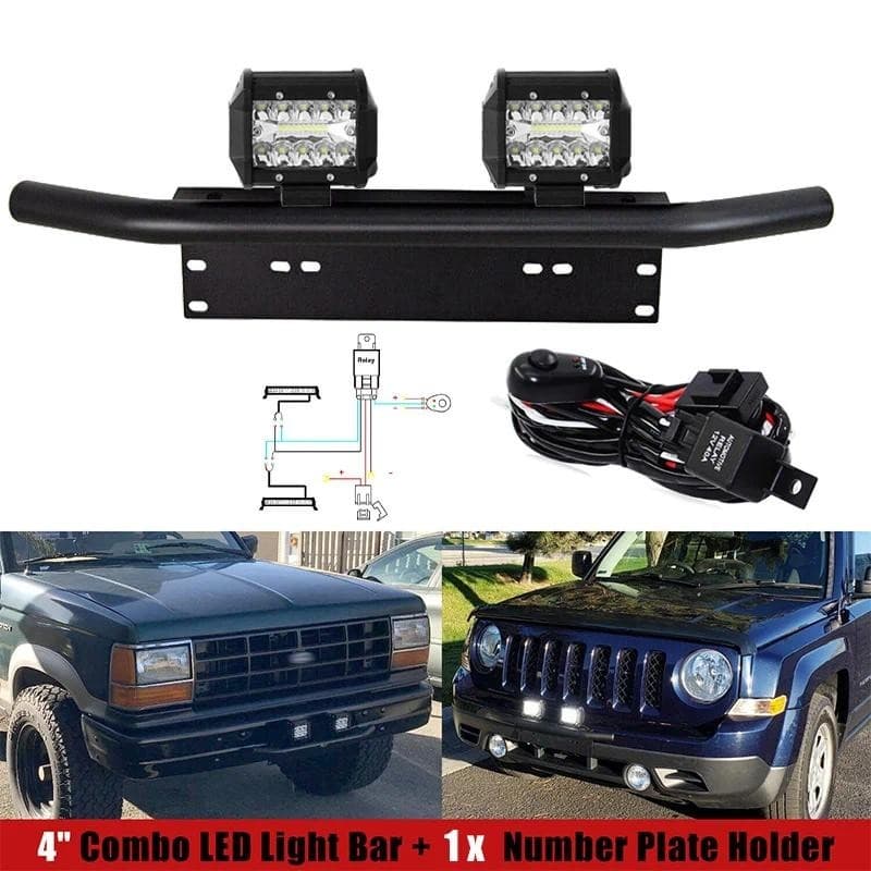 Suporte Universal Para Montagem De-Choque De Barra De Touro Placa De Carro Com Luz De Trabalho LED De 4'Lâmpada De Nebli