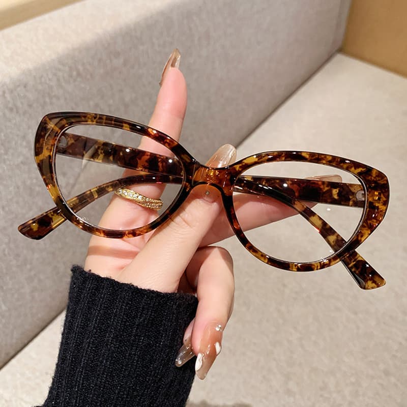 Óculos Anti-Luz Azul Com Estampa De Leopardo Retrô Olho De Gato