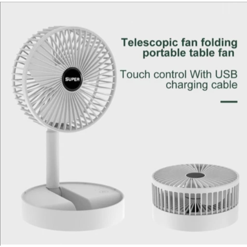 Ventilador dobrável retrátil silencioso USB recarregável retrátil de baixo ruído Mini ventilador BRANCO