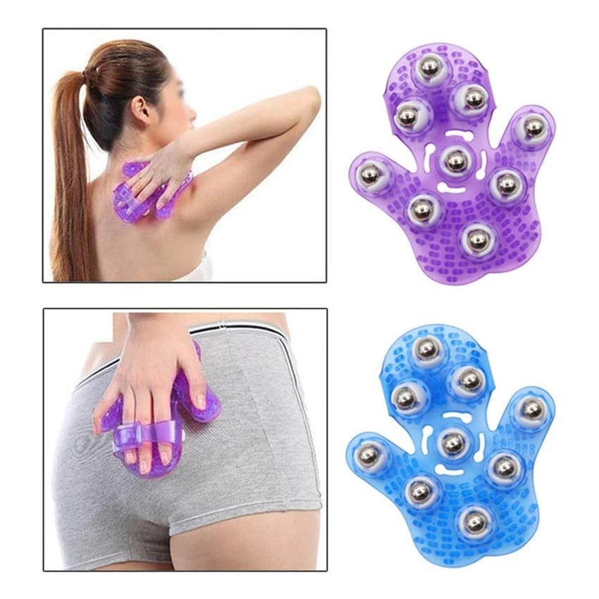 Kit 2 Luva Massagem 9 Esferas - Alívio de Dores Musculares/ Ação Anticelulite e Relaxamento Profundo Para Pernas e Corpo