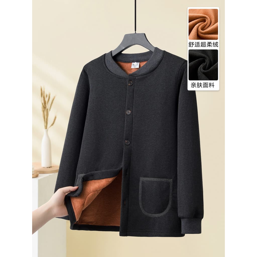 Pai quente de manga comprida moda moletom de meia-idade pai idoso solto grosso outono inverno jaqueta vovô