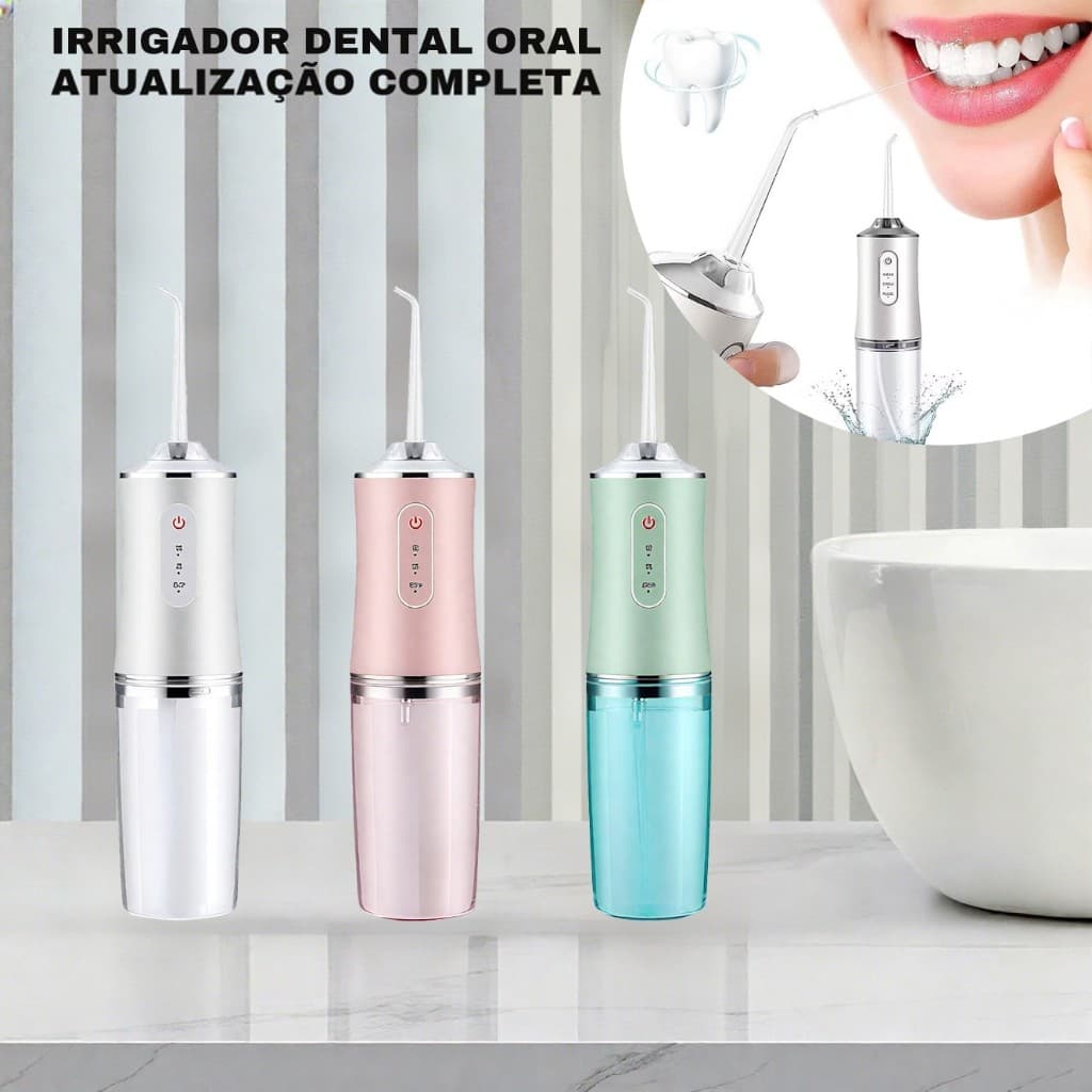 Irrigador dental oral portátil recarregável USB 220ml - Limpador de bico poderoso para cuidados bucais