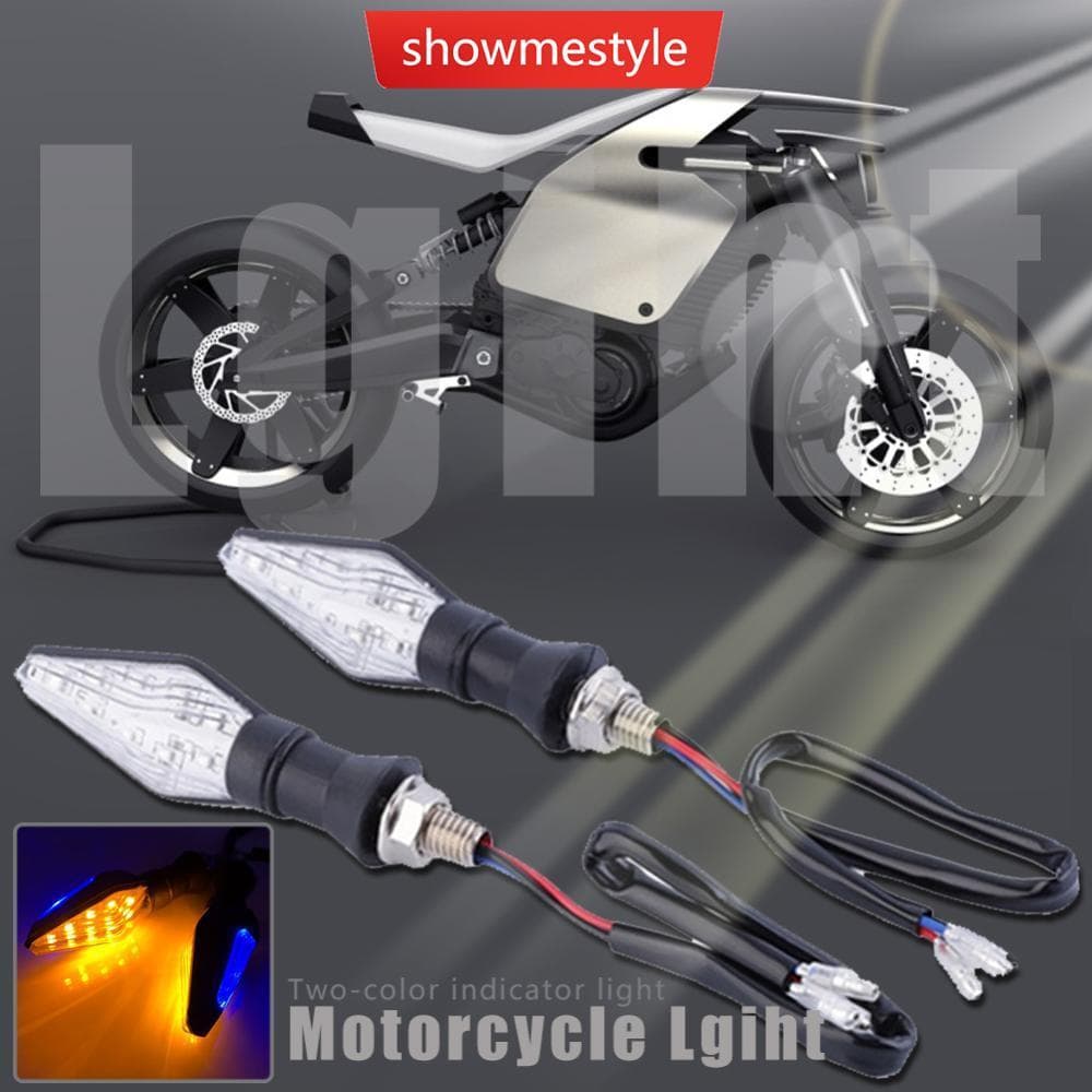 SMS 1PC Universal 12LED Âmbar + Azul Dupla Cor Motocicleta Turn Signal Luz Indicadora Pisca D9I8