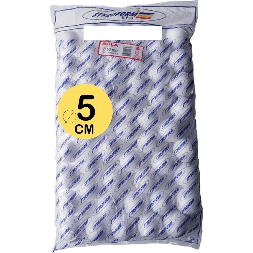 Bola Bolinha Isopor 5cm Eps 50 Mm Pacote Com 50 Unidades