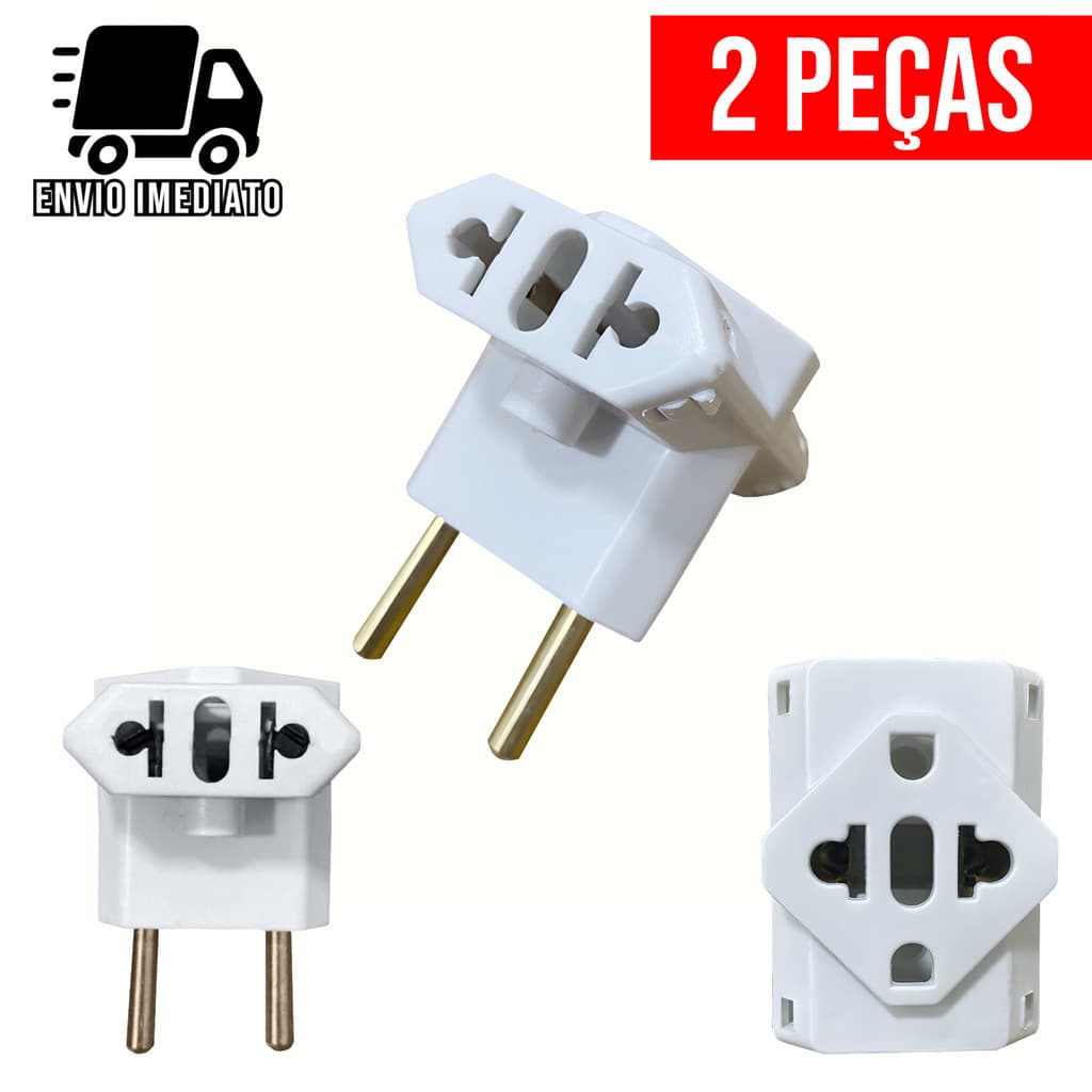 Kit 2 Adaptador de Tomada T Benjamin Universal com 3 Entradas Bivolt 10A 20A