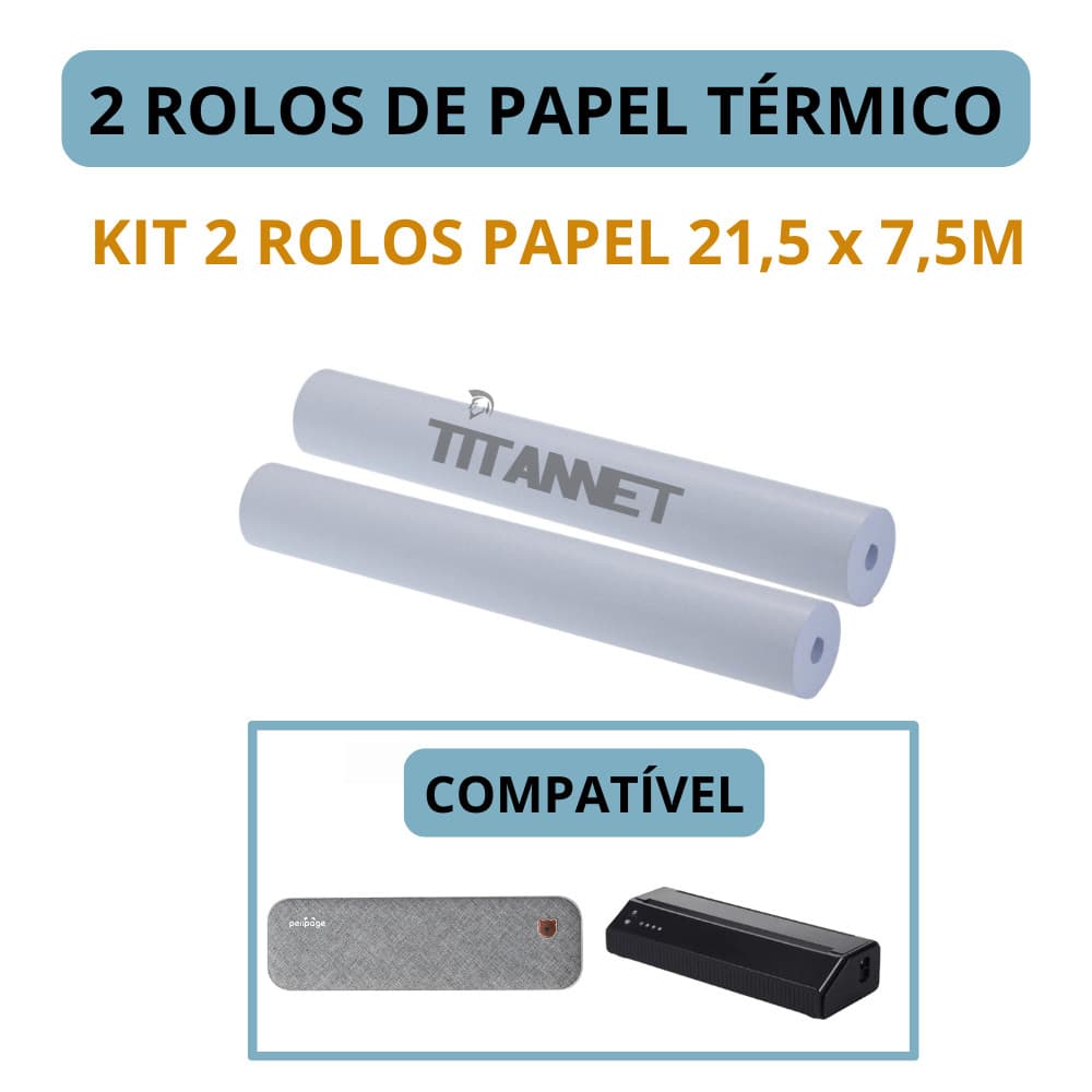 Papel Térmico Impressora Peripage A40 A4 21x30 - 2 Rolos