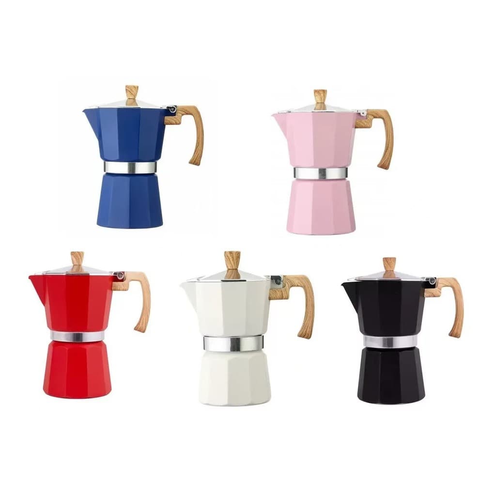 Máquina De Café Expresso Moka Pot 150ml-Cafeteira De Alumínio Com Cabo De Madeira