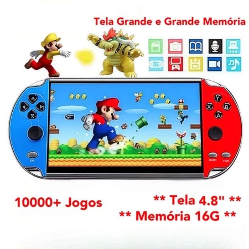 2025 Videogame Portatil Tela 4.8" +10000 Jogos Retro 16GB, Console de Mão Memoria Expansivel