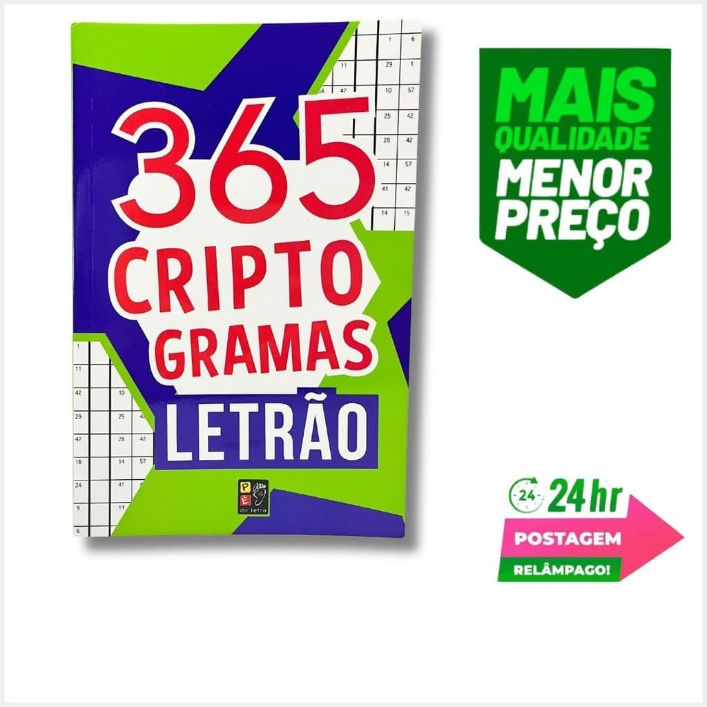 Livro 365: Criptogramas LETRÃO. caça palavras, palavras cruzadas.