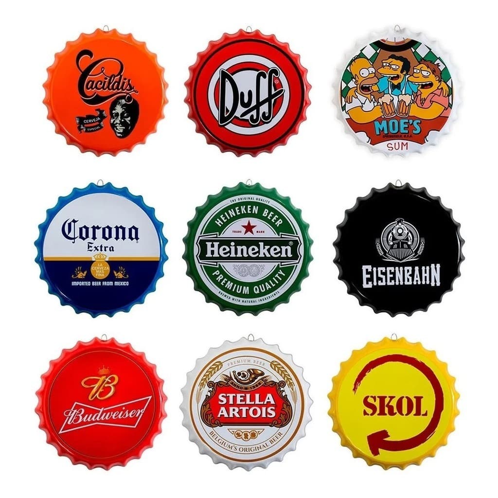 Kit 9 Placas Tampas De Garrafa Decorativa