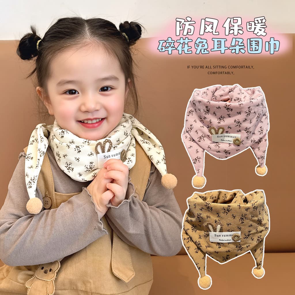 Estilo coreano crianças Floral triângulo cachecol outono bonito menina cachecol à prova de vento quente menina pescoço p