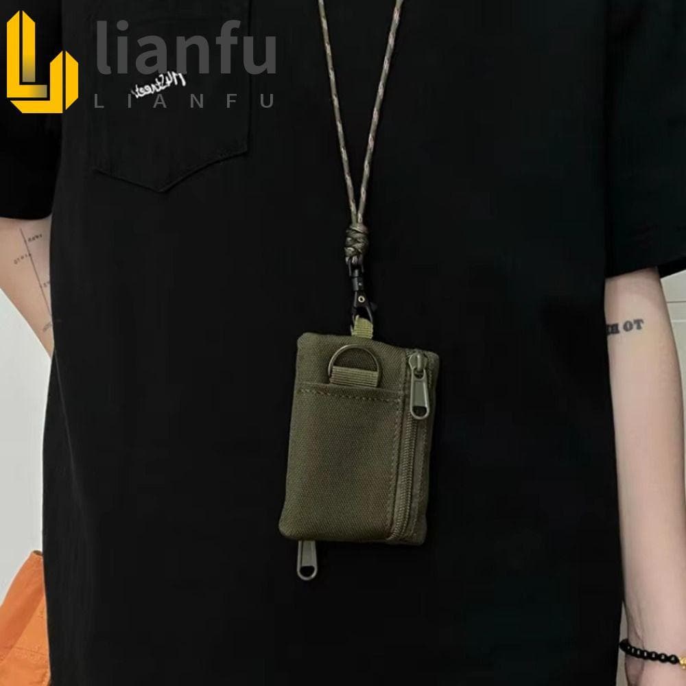 Bolsa De Moedas Pendurada No Pescoço LIANFU , Mini Carteira Quadrada Casual De Tecido Oxford , Com Cordão Porta-Cartões 