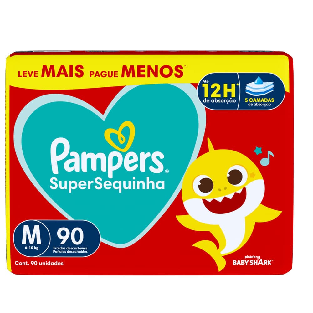 Fralda Descartável Pampers Supersequinha Jumbo M 90 Tiras