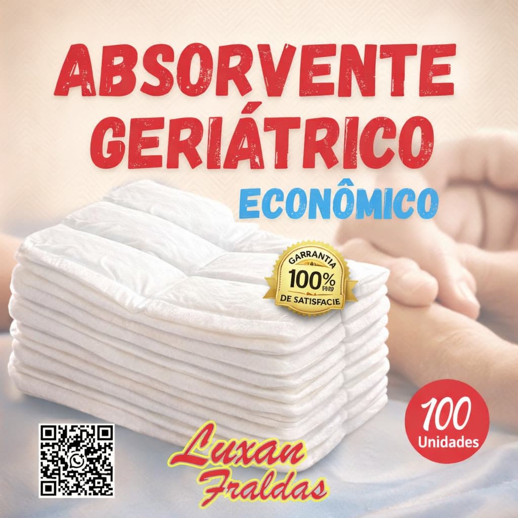 Absorvente Geriátrico Luxan 100 Unidades – Conforto, Segurança, Alta Absorção com economia.