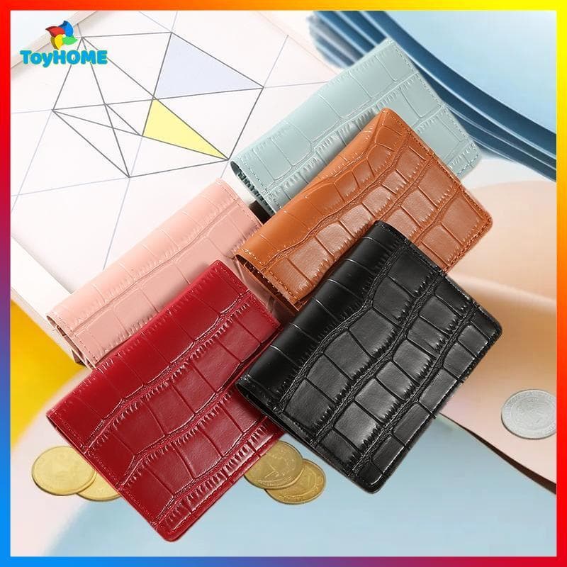 LAHB > Carteira Feminina Curta De Couro Sintético Com Vários Slots Para Cartões Porta-Moedas Bolsa Portátil De Cor Sólid