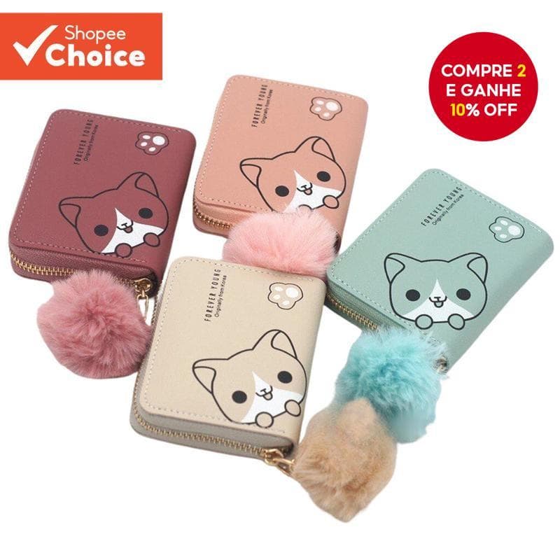 Nova Carteira Feminina Curta Fina Titular Do Cartão Com Zíper Moeda Bolso Verão Padrão