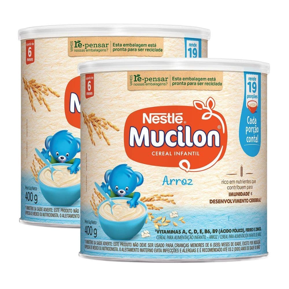 Kit 2 Mucilon Cereal Infantil Arroz 400g