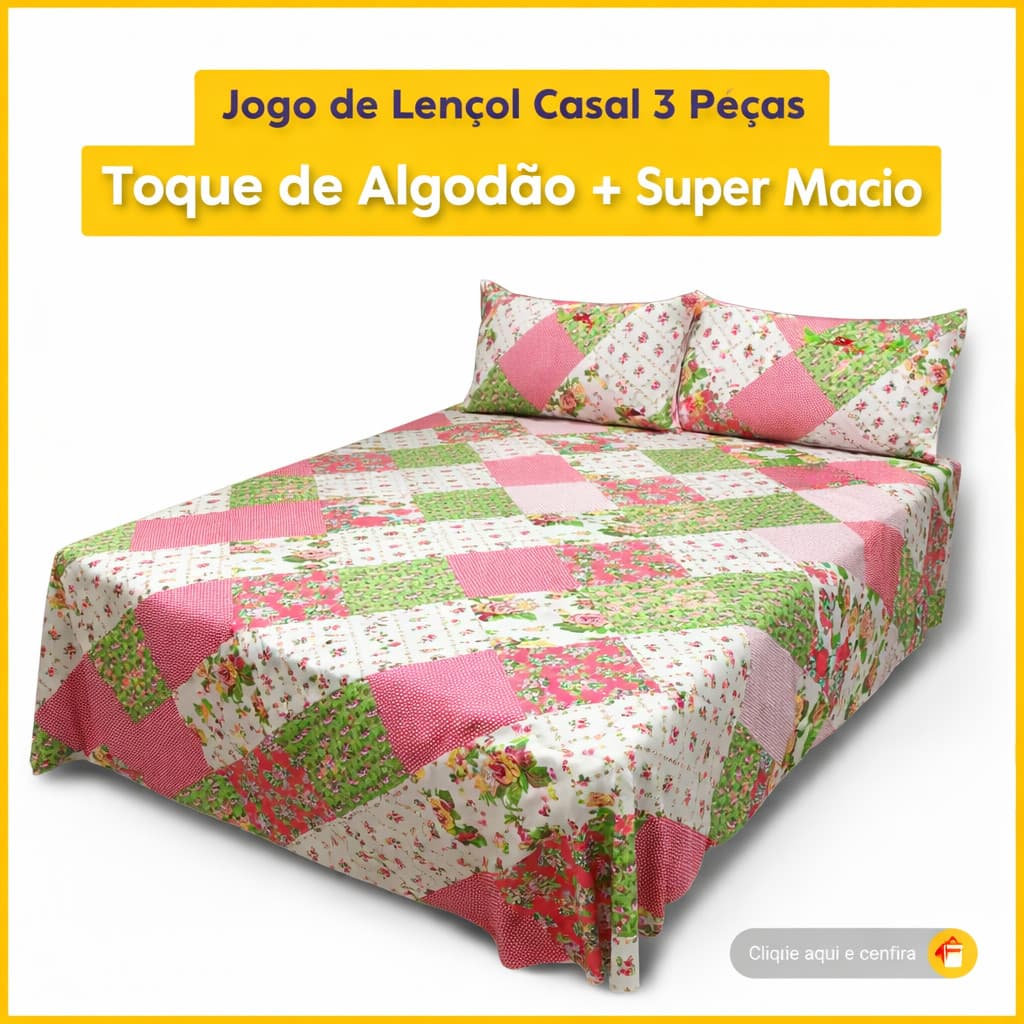 Jogo Lençol Casal Padrão 3pçs Box 120 Fios Toque Aveludado