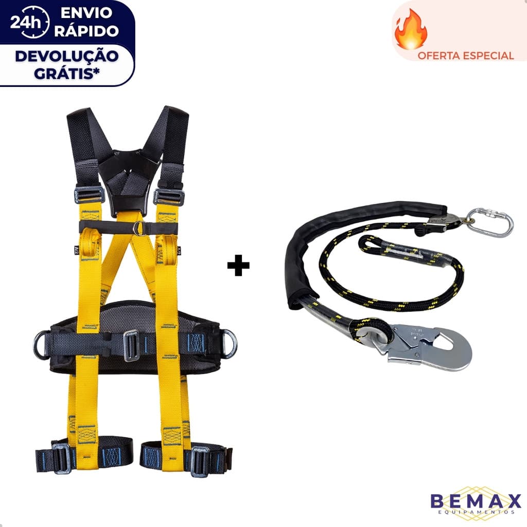 Kit Cinto Paraquedista 3 Pontos AT 7015 Athos Confort + Talabarte de Posicionamento Athenas Epi