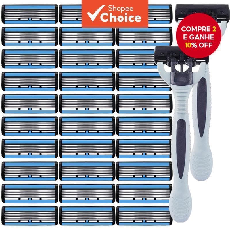 Aparelho De Barbear Premium Manual Com Design De Porcelana Azul E Branca - Lâminas De 6 Camadas Para Um Barbeado Suave