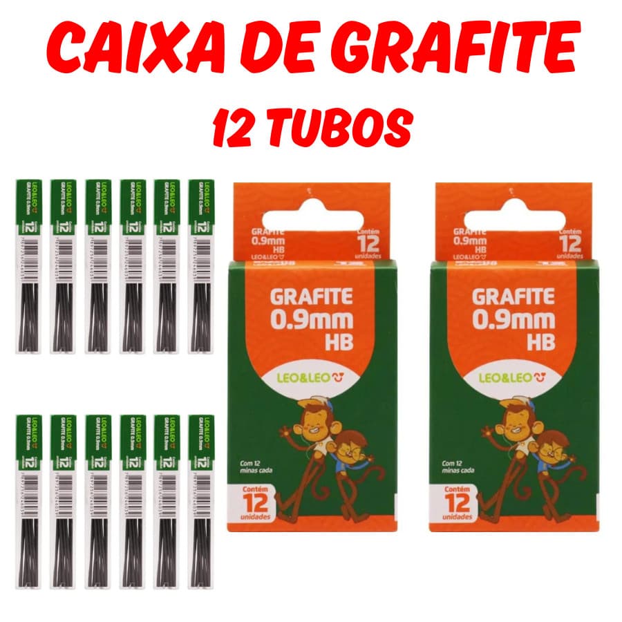 Grafite HB Para Ponta Com 12 Tubos Lapiseira Escrita Grafites Escolar Arte Escritório Papelaria Leo&Leo