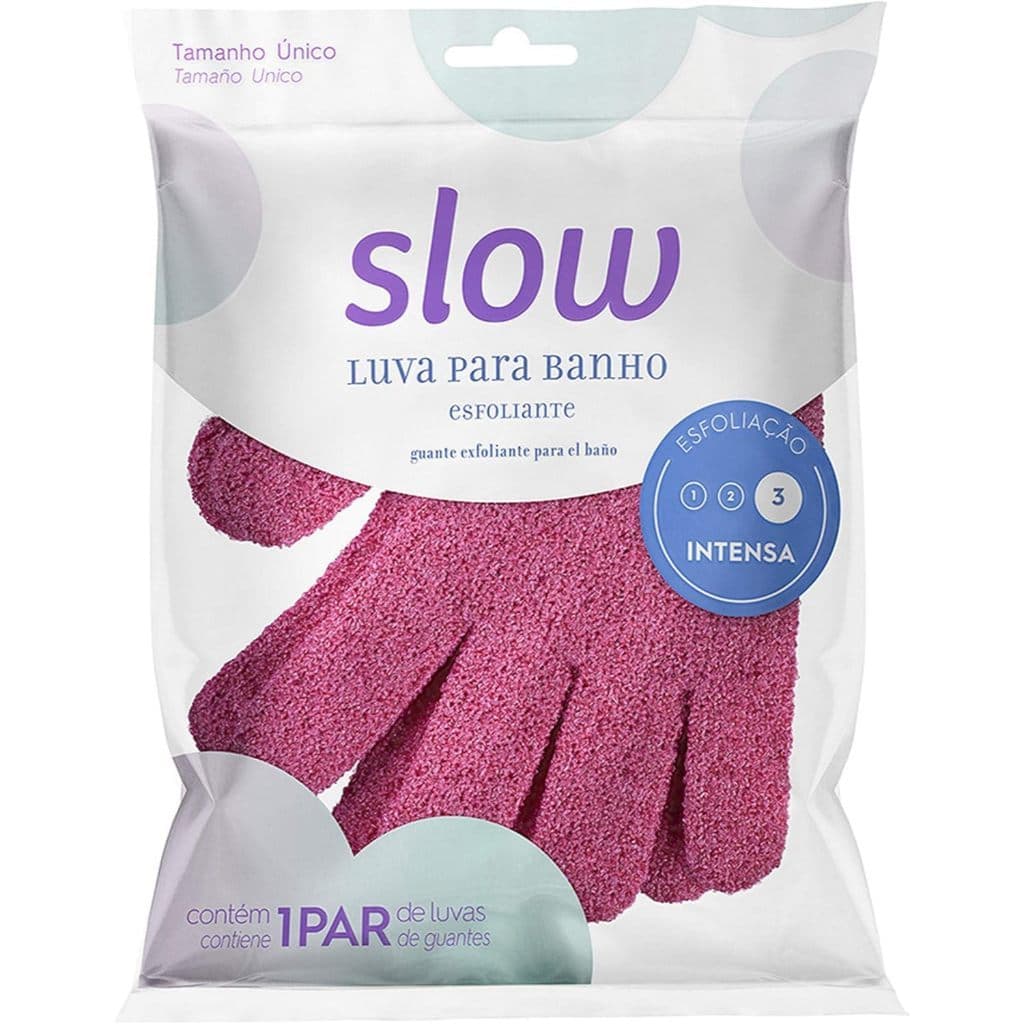 Luva Esfoliante Lanossi Linha Slow - 1 Par Rosa ou Roxa | Nível Intenso | Cuidado e Renovação Pele