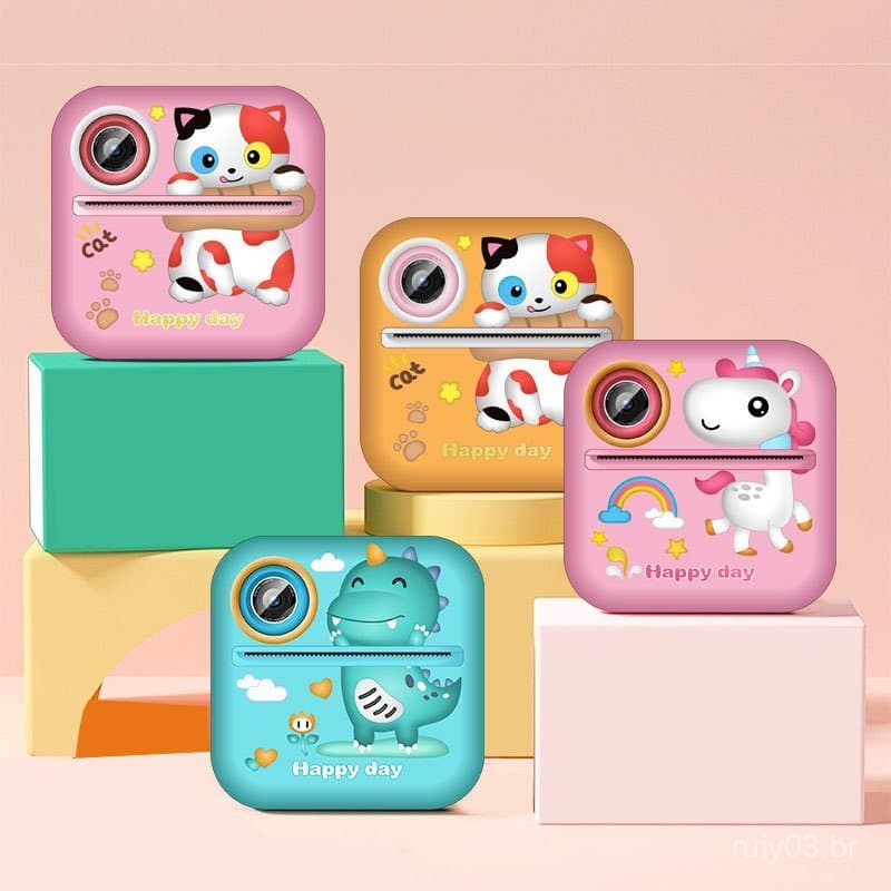 Nova Câmera de Impressão para Crianças S2, Câmera HD Dupla, Câmera Polaroid para Crianças, Câmera de Impressão em Papel 