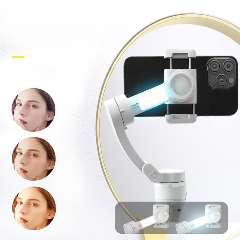 Estabilizador de smartphone portátil de três eixos com rastreamento facial inteligente para fotografia ao ar livre e tra
