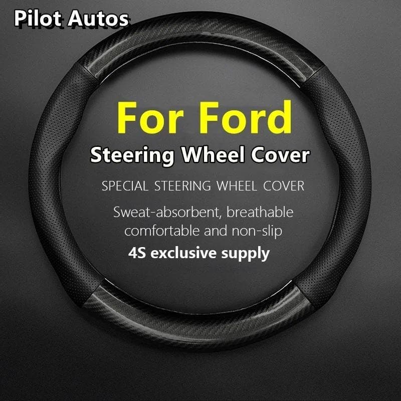 Para Ford Capa De Volante Do Carro Fibra Carbono Coruro Caber Ranger Foco F150 MK4 Mondeo Mustang Fiesta Explorer Raptor