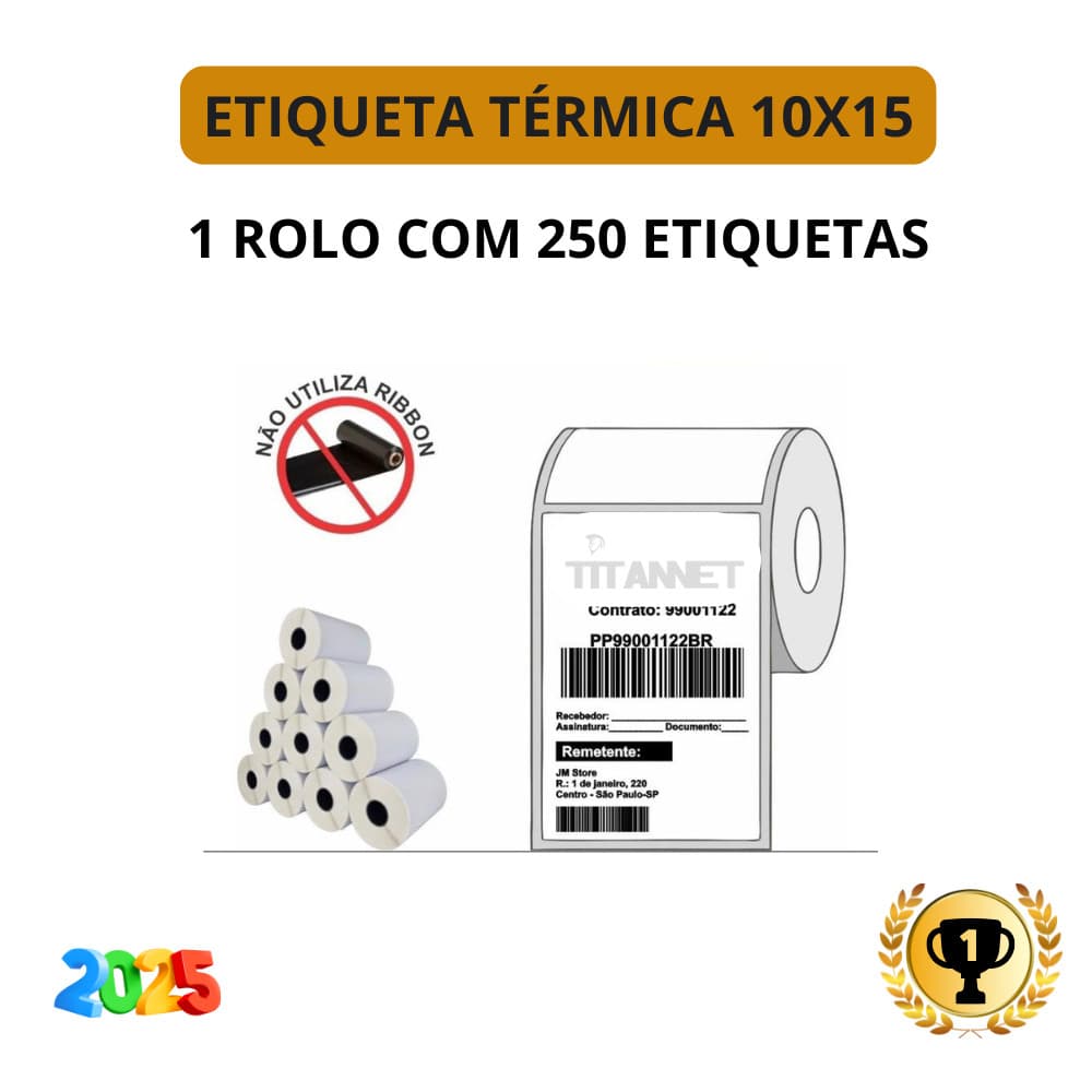 Etiqueta Térmica Não Usa Ribbon 100x150 - 1 Rolo 250 etiquetas