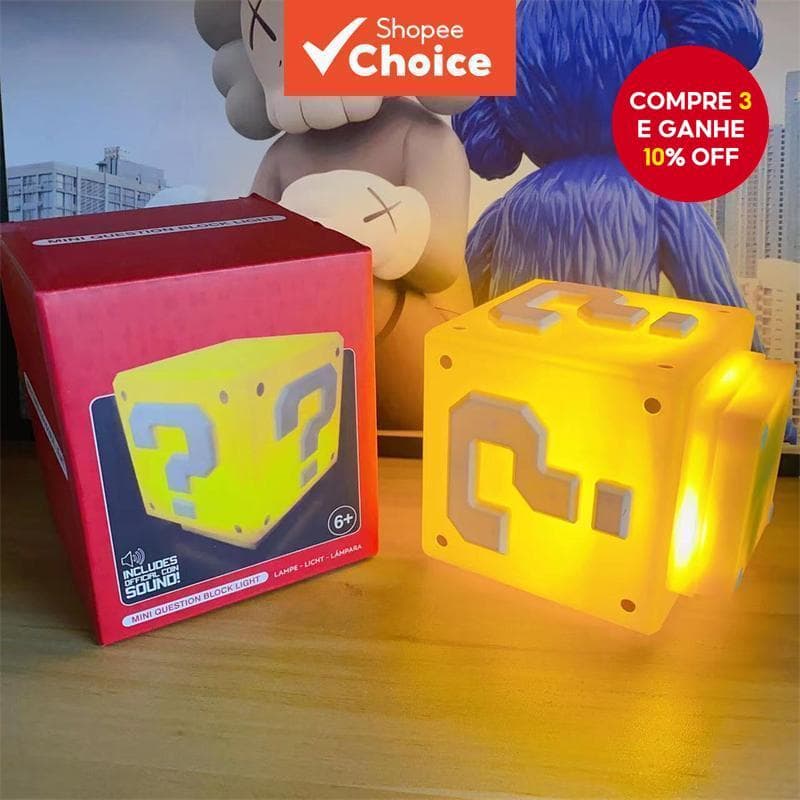 Novo Super Mario Bros LED Ponto De Interrogação Tijolo Luz Noturna Carregamento USB Lâmpada Mesa Decorativa