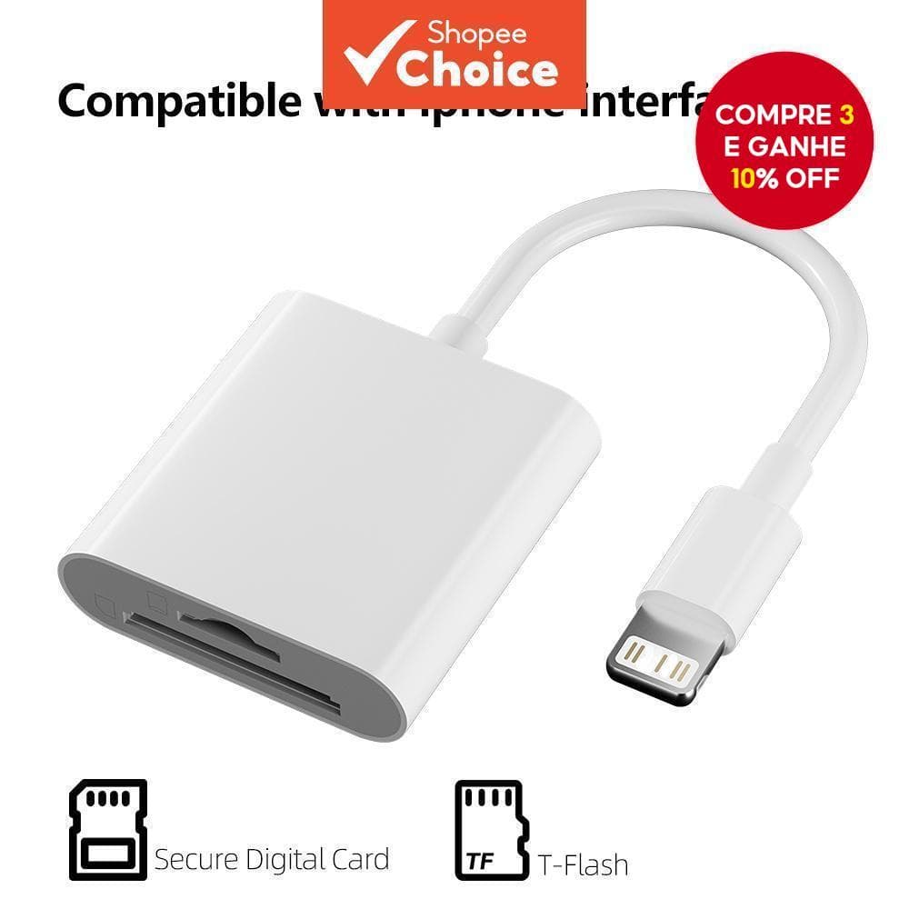 Para IOS 2 Em 1 Leitor De Cartão De Memória E Adaptador Micro Mini SD TF 2 Slot iPhone iPadotg Tipo c Conector