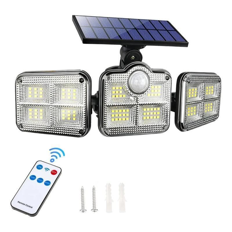 Luzes De Iluminação Solar Candeeiro De Parede Com Três Braços LED Outdoor Courtyard Remote Control Sensitive 2400mah