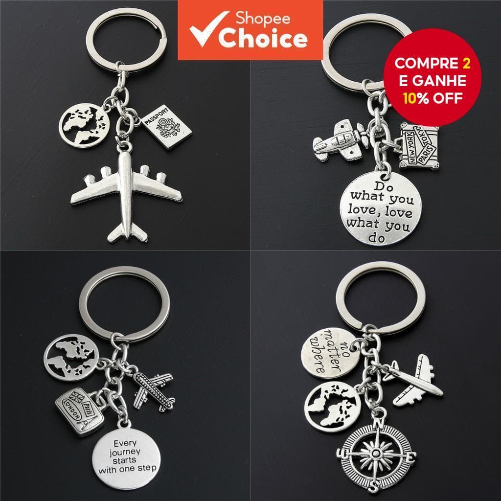 1pc Mapa Mundial Encanta Correntes de Chaves Avião Sem Importação Pingente Anel Jóias de Viagem Presente Viajante