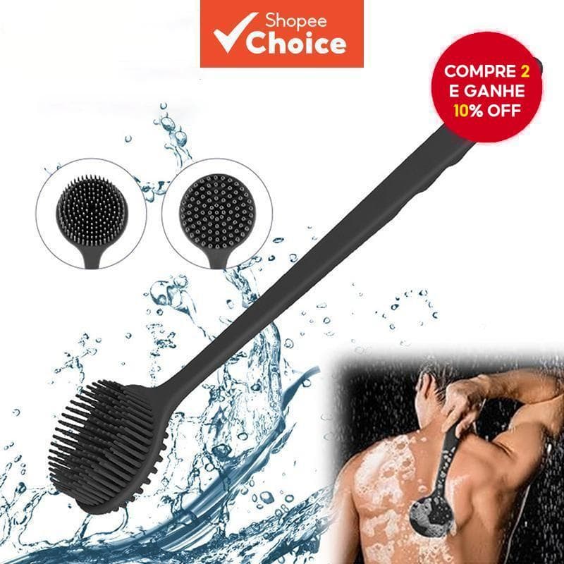 Escova De Banho De Silicone Com Alça Longa , Extensão Dupla Face , Massagem Para Esfregar As Costas