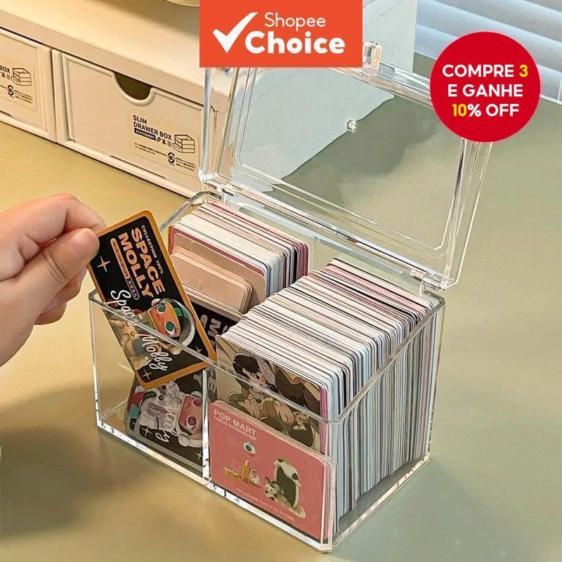 Caixa de Armazenagem Acrílica Transparente Coreana para Kpop Photocard Cega e Organizador de Cartão